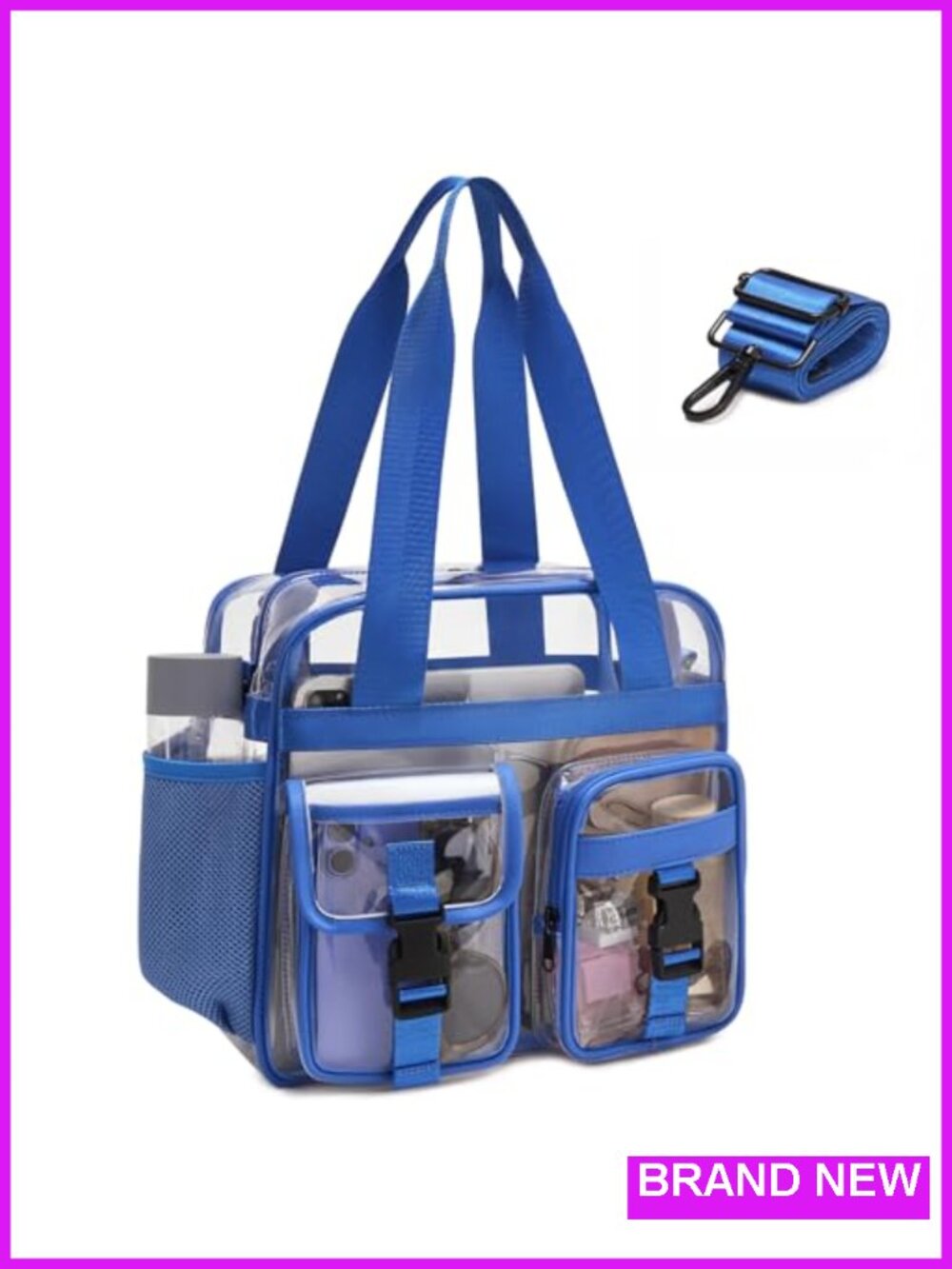 Clear Tote Bag Stadium Approved 12x12x6 PVC Crossbody Handbag for Events Work